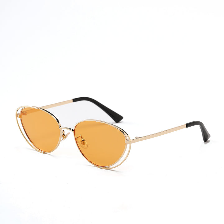 Ladies geometric sunglasses with red lenses and elegant metal frame Stornfield