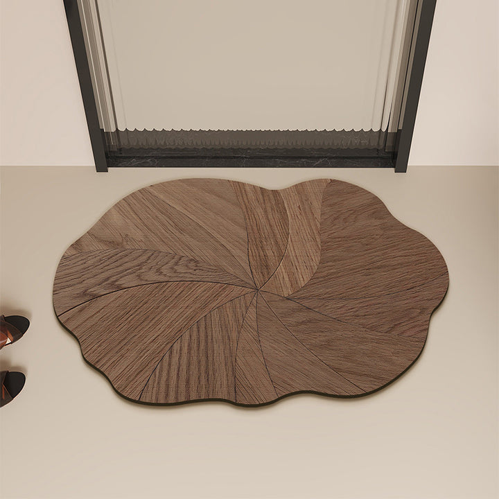 Flower Motif Bamboo Fiber Bath Mat