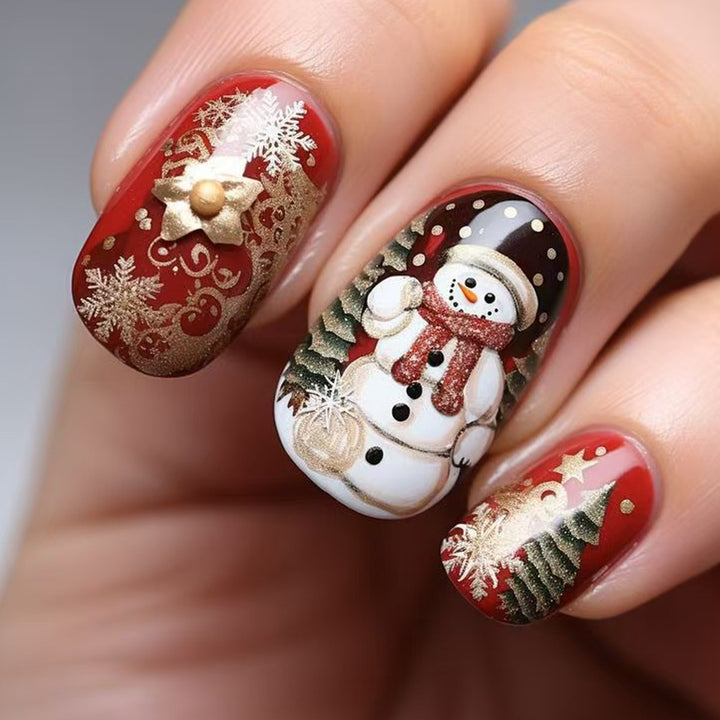 Festive artificial nails with creative snowman design Stornfield