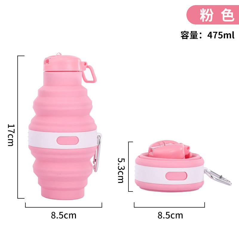 Women's collapsible silicone water bottle with carabiner Stornfield
