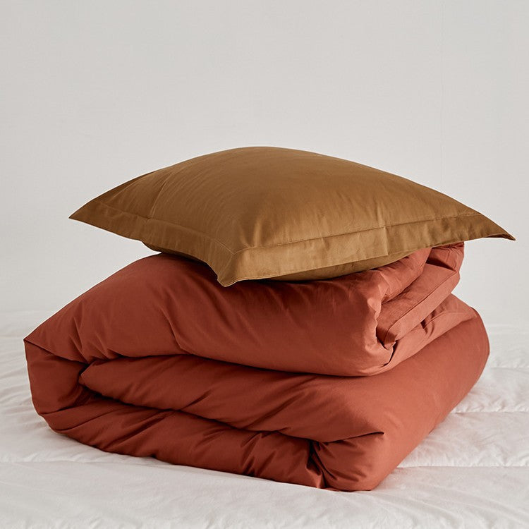 Premium Cotton-Sateen Reversible Duvet Cover and Envelope Pillowcase Set