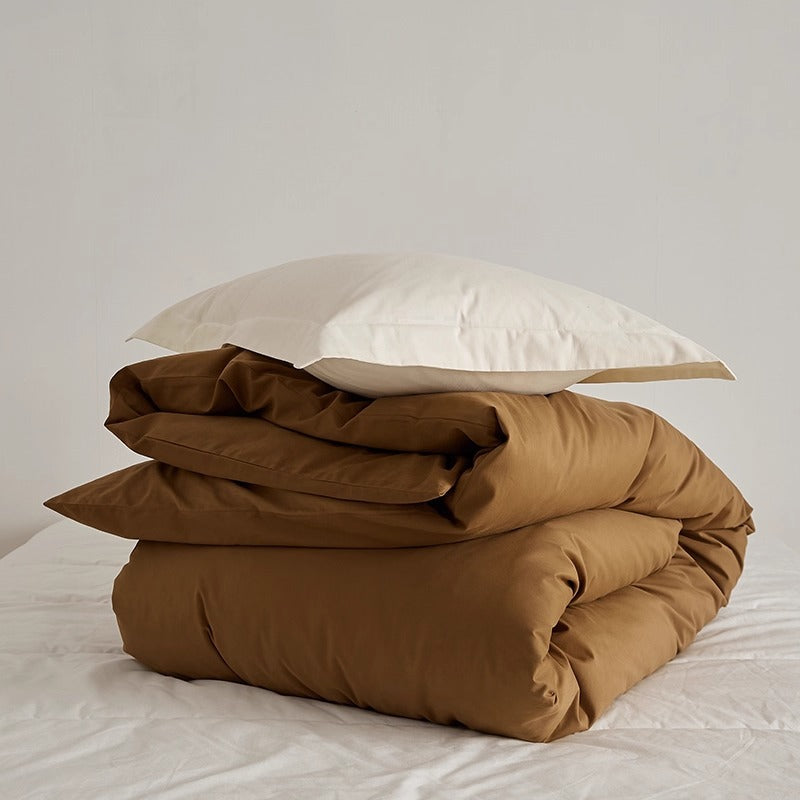 Premium Cotton-Sateen Reversible Duvet Cover and Envelope Pillowcase Set