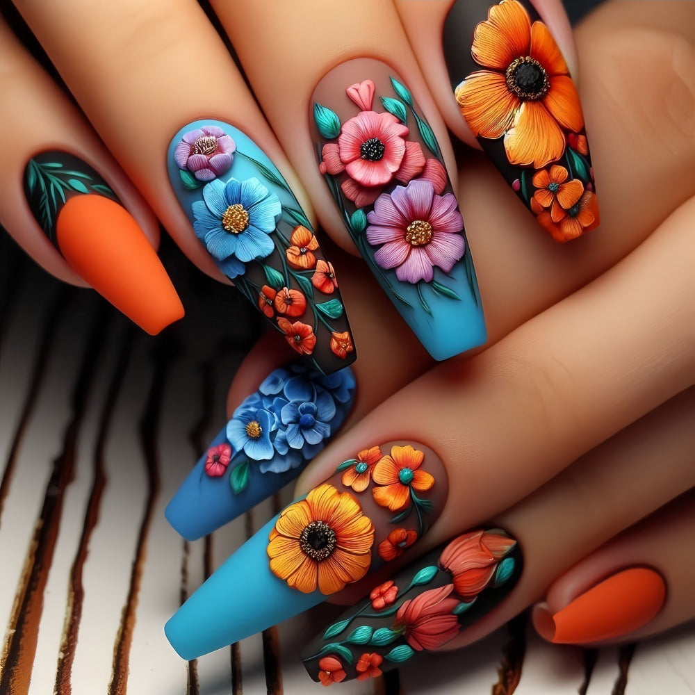 Art Nail Set with Floral Patterns Stornfield