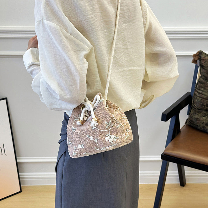 Embroidered Drawstring Bucket Bag Stornfield