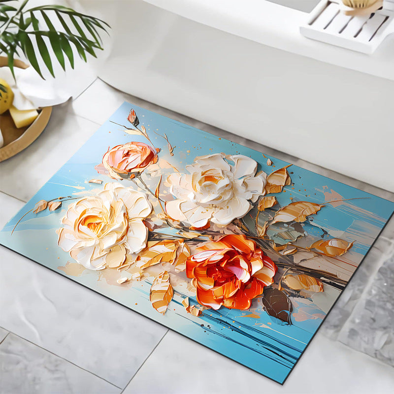 Textured Floral Design Bath Mat Stornfield