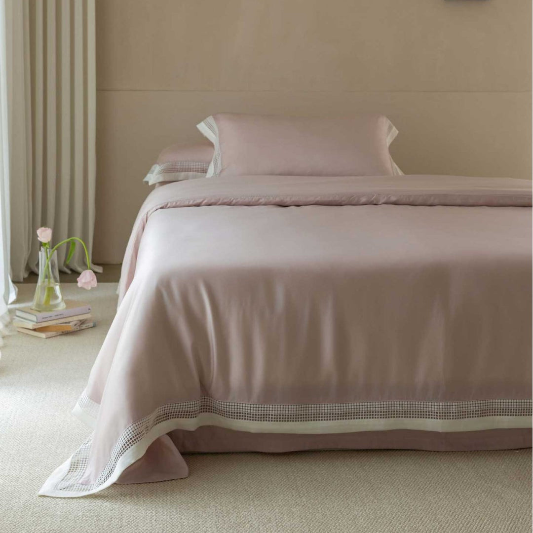 Luxury Cotton Sateen Duvet Cover Set with Hemstitch Border