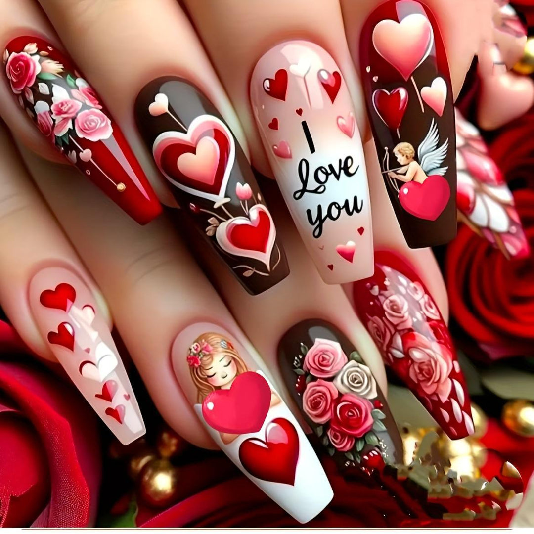 Artificial Nails in Romantic Heart Design Stornfield