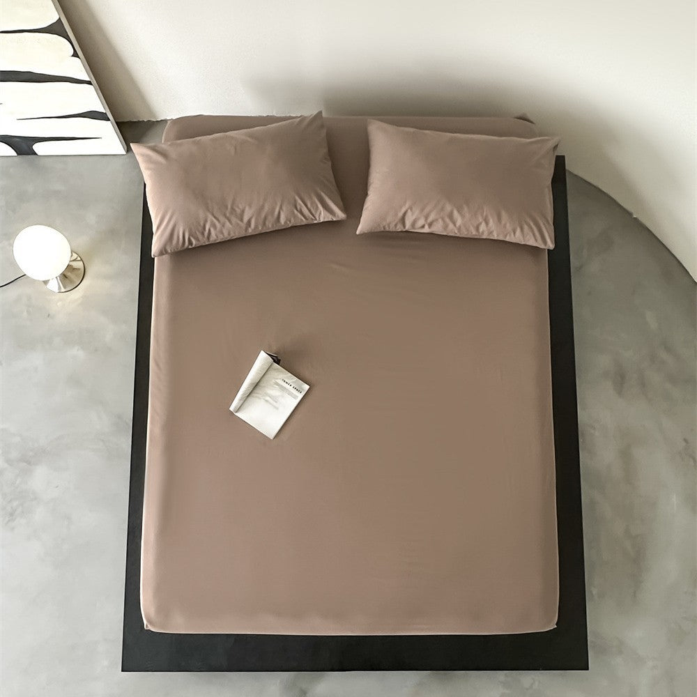 Fitted sheet set with pillowcases made of extra soft cotton jersey and deep hem