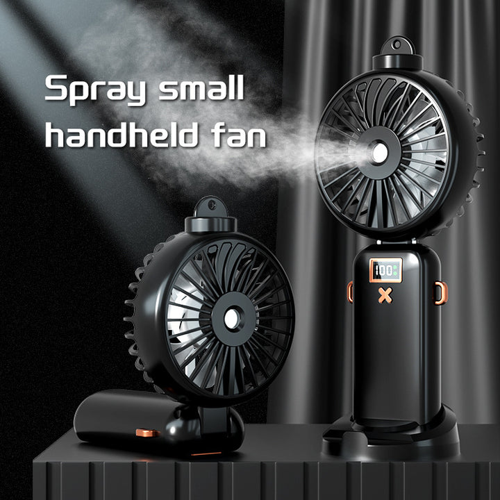 Cooling compact rechargeable adjustable-angle dual-head personal fan with digital battery display and magnetic dock Stornfield