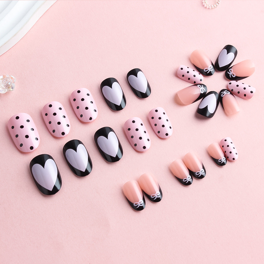 Artistic Heart-Themed Press-On Nail Set Stornfield