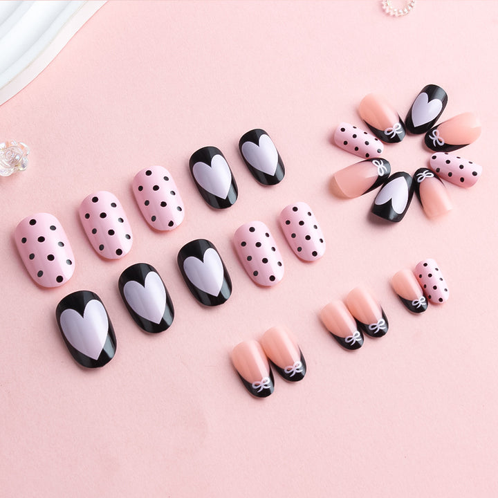 Artistic Heart-Themed Press-On Nail Set Stornfield