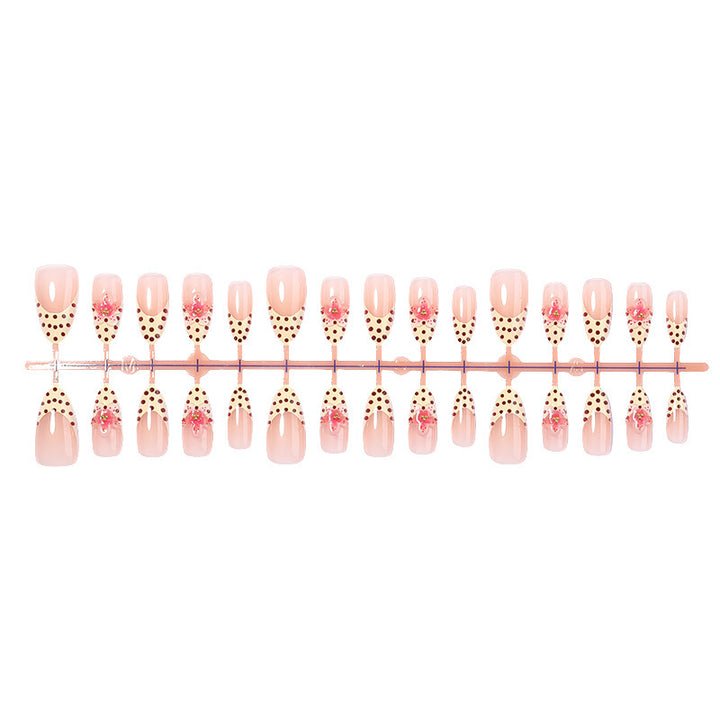 Artificial Nail Set with Floral Design and Elegant Dots Stornfield