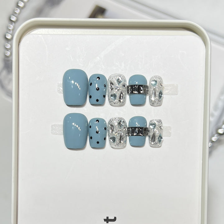 Decorative Press-On Nail Set with Glittery Accents Stornfield