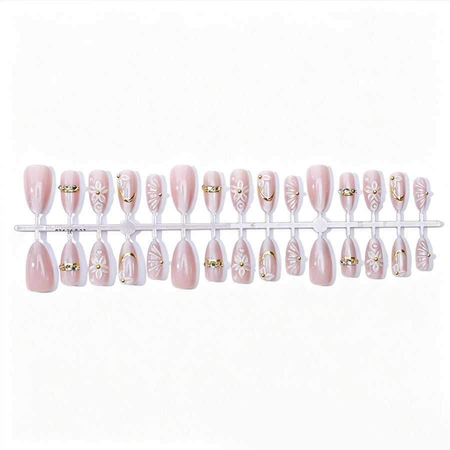 Elegant artificial nail set with floral and glitter elements Stornfield