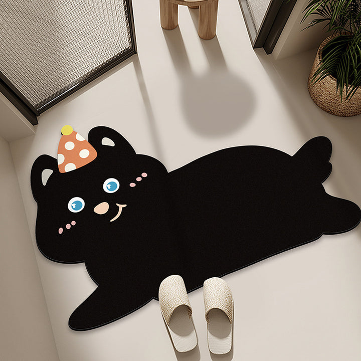 Cartoon Cat-Themed Bath Mat