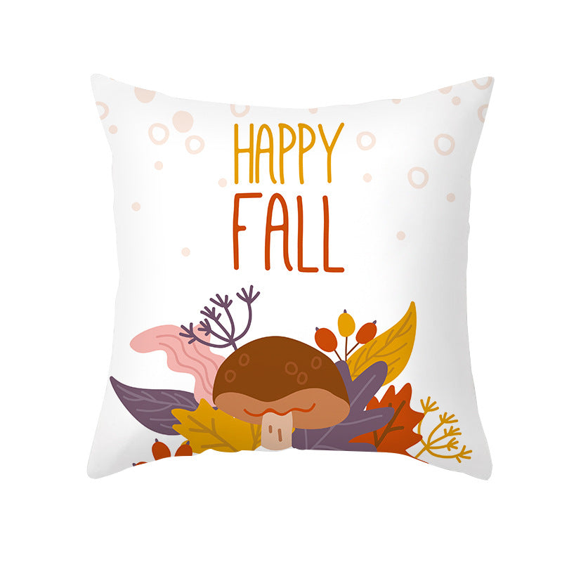 Square Removable Linen-Blend Thanksgiving Pumpkin Watercolor Throw Pillow Cover