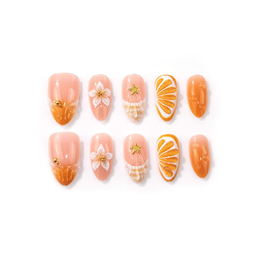 Artistic Sea-Inspired Press-On Nail Art Set Stornfield