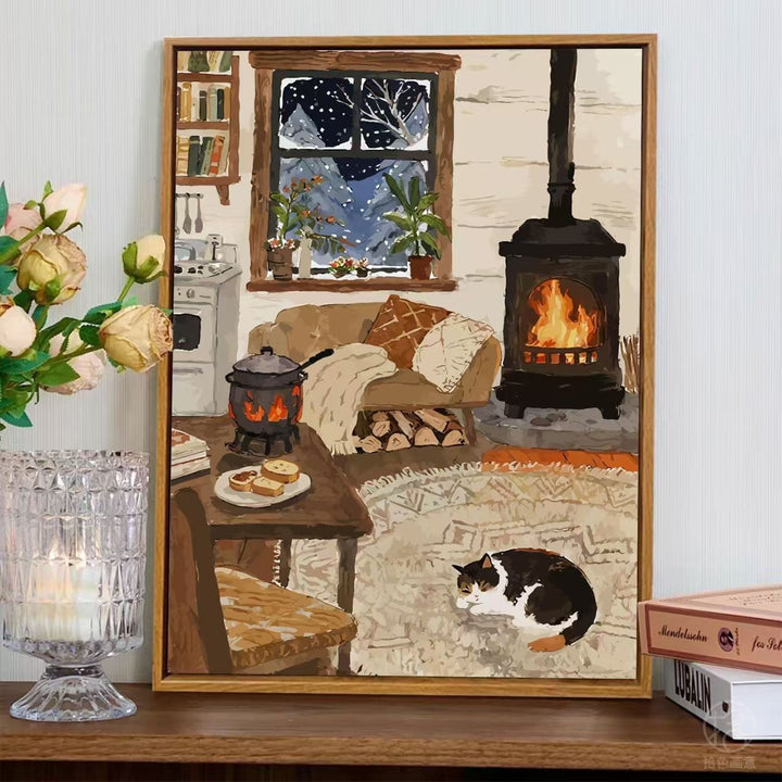 Cozy Fireplace Scene Wall Art Stornfield