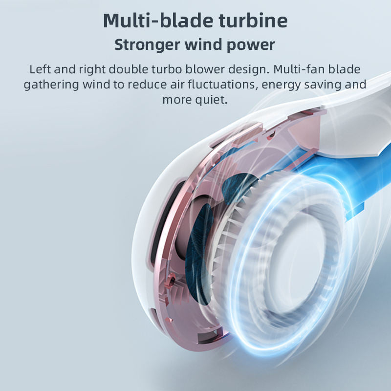 Unisex portable neck fan with LCD display and quiet brushless motor Stornfield
