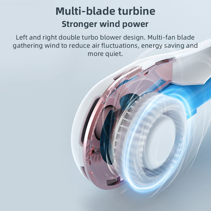 Unisex portable neck fan with LCD display and quiet brushless motor Stornfield