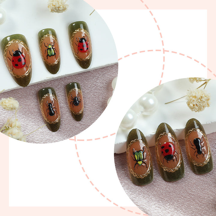 Artistic Insect-Themed Press-On Nail Set Stornfield