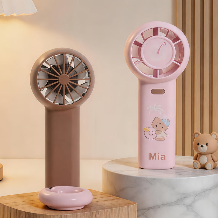 Women's Portable Handheld Fan with Ergonomic Design and Cute Stornfield  Motif