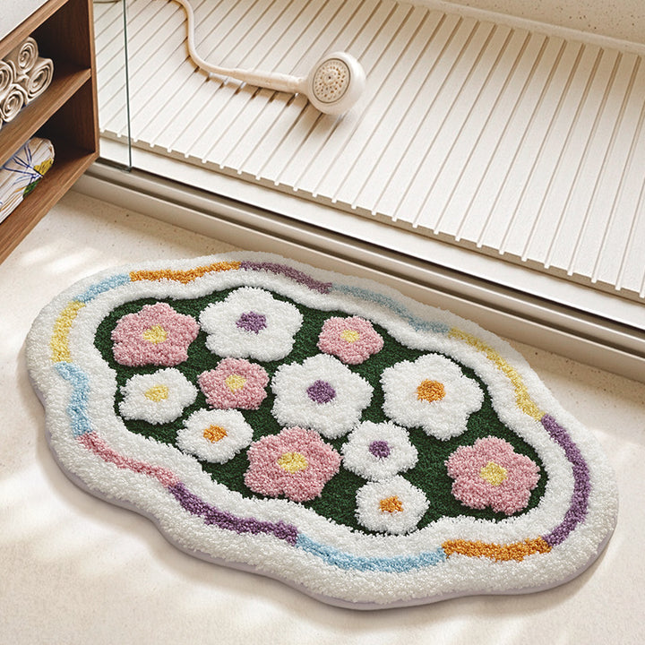 Floral Patterned Bathroom Rug