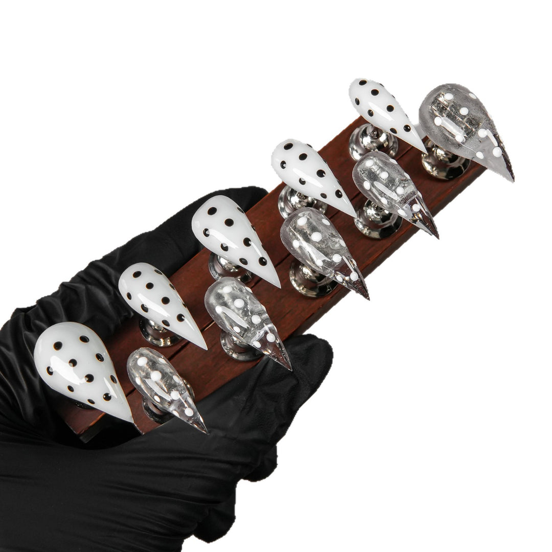 Artistic Stiletto Press-On Nail Set with Polka Dot Design
