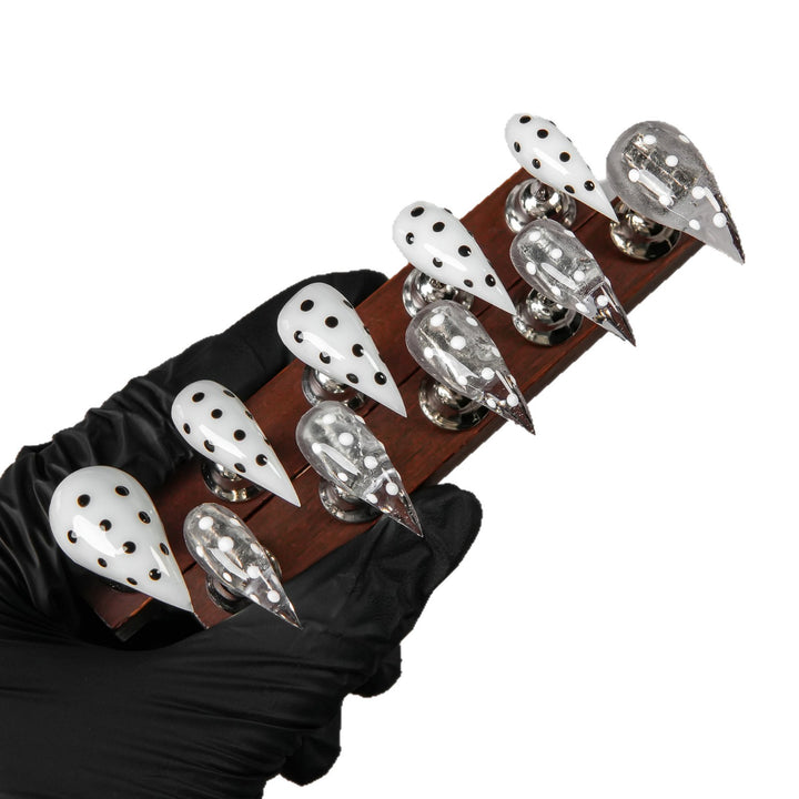 Artistic Stiletto Press-On Nail Set with Polka Dot Design