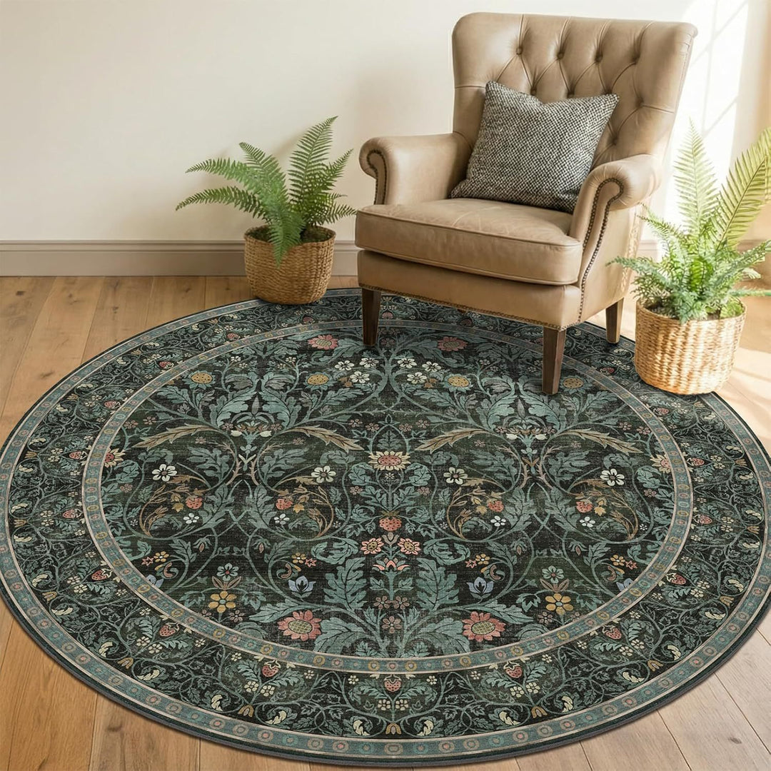Flower print Round Rug