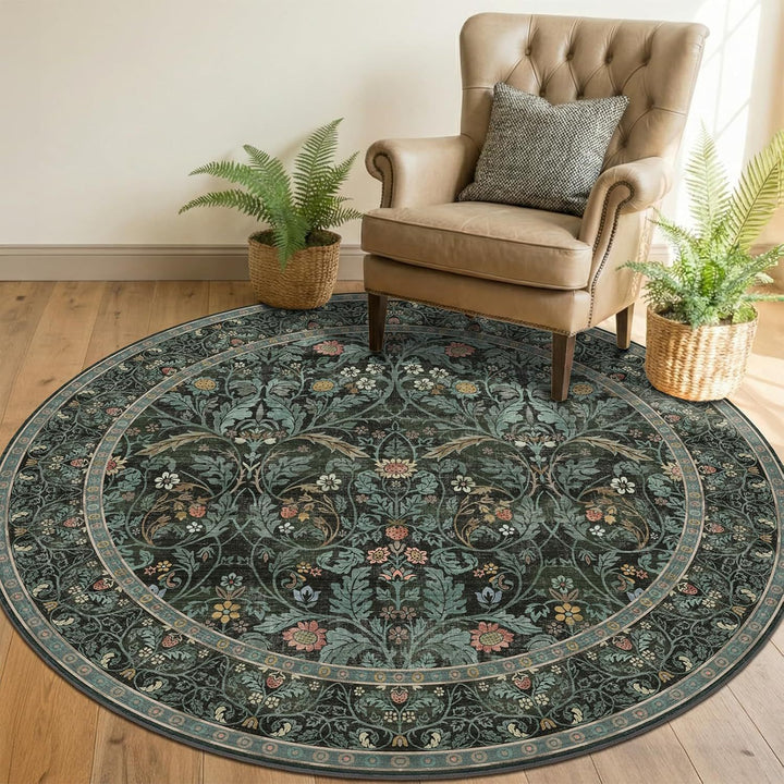 Flower print Round Rug