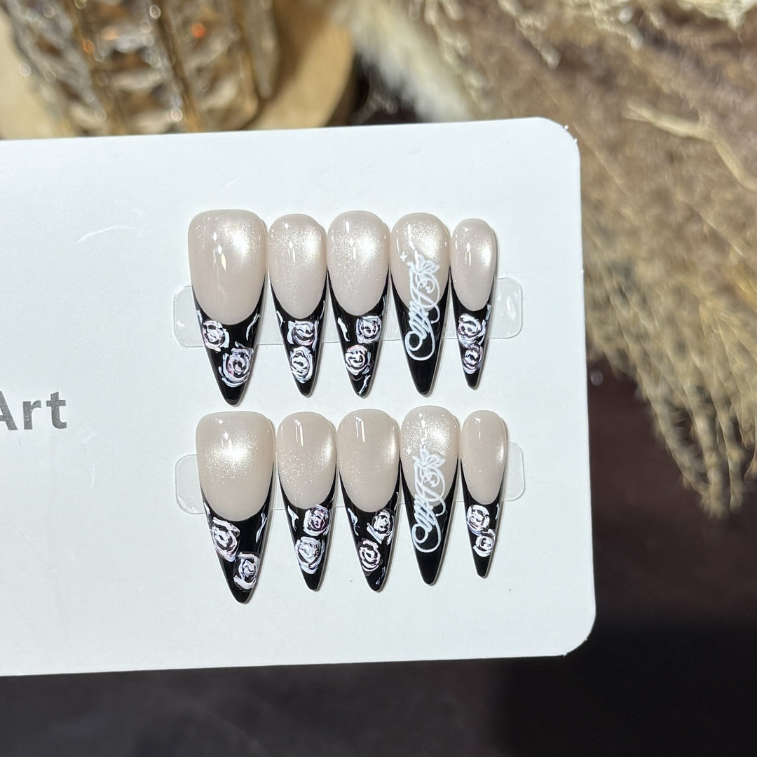 Floral and Glossy Press-On Nail Set Stornfield