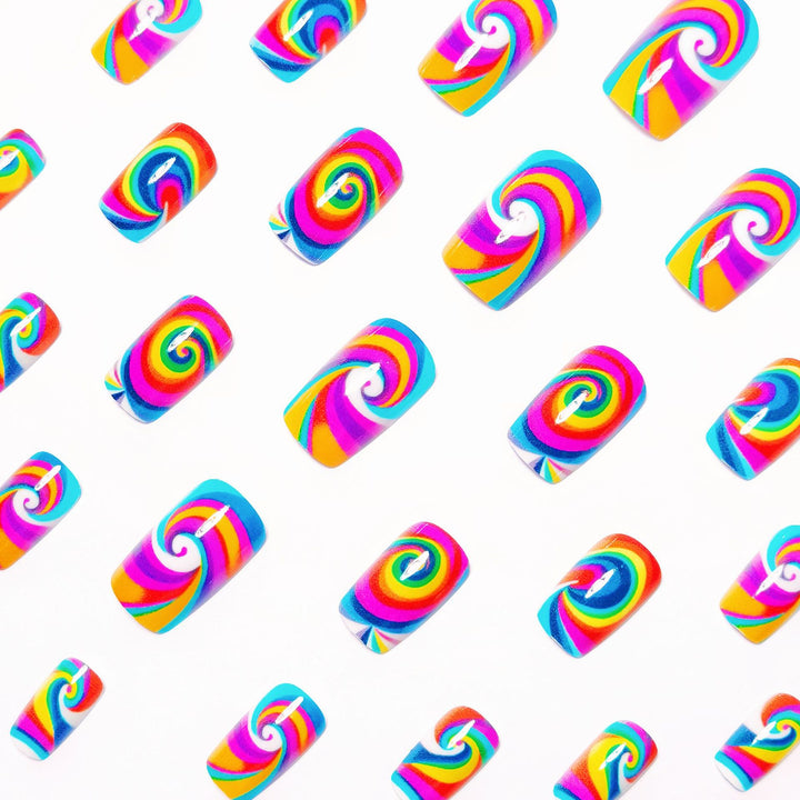 Creative nail art with colorful spiral pattern Stornfield