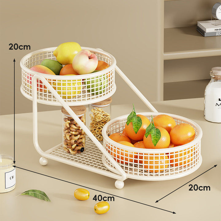 Tiered Angled Mesh Fruit & Produce Organizer with Removable Round Baskets
