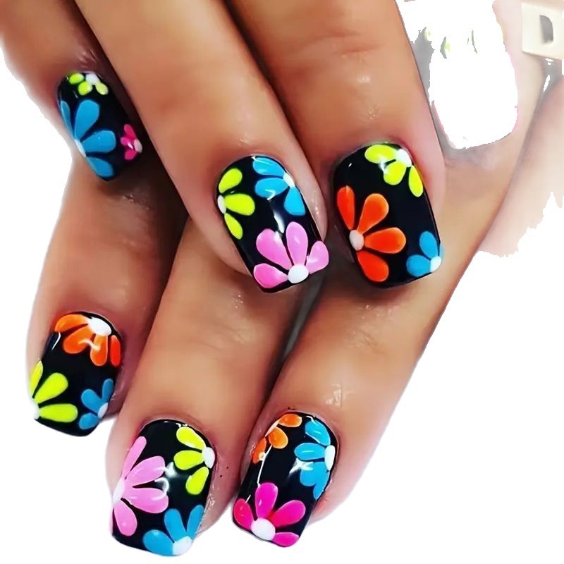 Floral Themed Acrylic Nail Art Stornfield