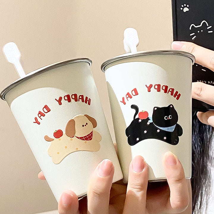 Stainless Steel Drinking Cup with Cheerful Dog Design Stornfield