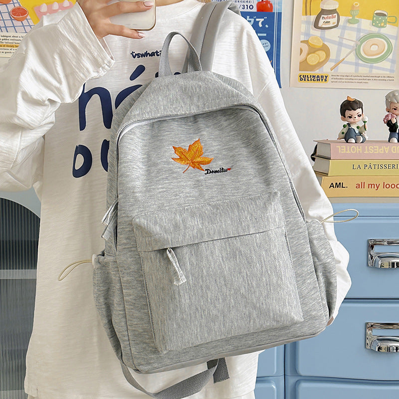 Casual Embroidered Leaf Backpack Stornfield
