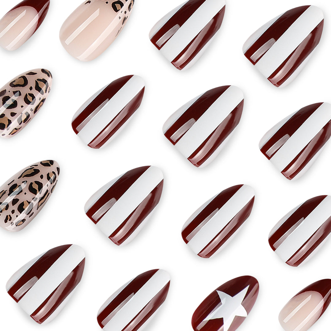 Artful stiletto nails with leopard pattern and elegant glitter decoration Stornfield