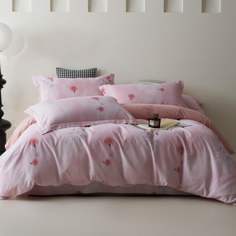 Bedding set made of cotton percale with geometric check pattern, breathable and easy to iron