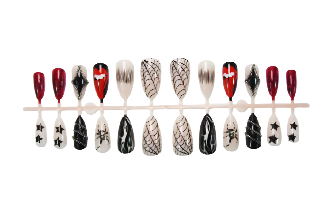 Nail art set with spooky Halloween designs and 3D embellishments Stornfield