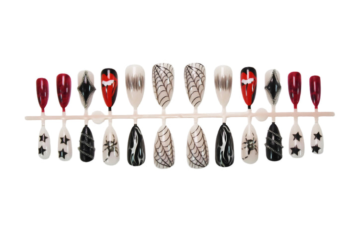 Nail art set with spooky Halloween designs and 3D embellishments Stornfield