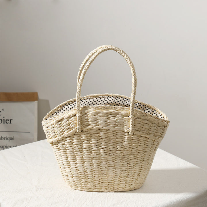 Braided beach bag with dotted inner pocket Stornfield