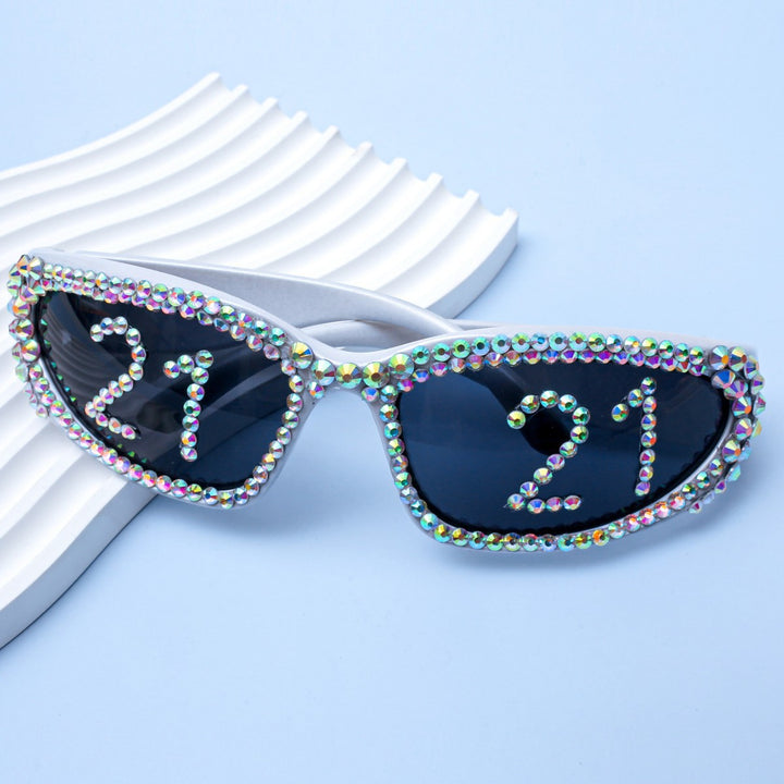 Women Glamorous Rhinestone Sunglasses with Custom Designed Inscription Stornfield