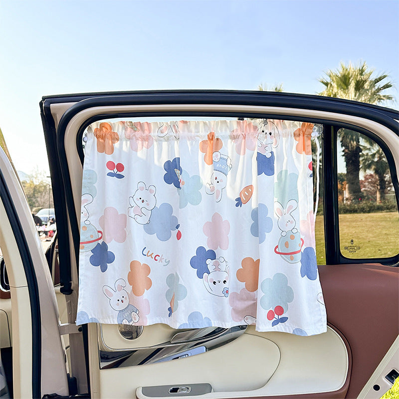 Unisex nan sun protection car curtain with elastic fastening strap and opaque cotton blend Stornfield