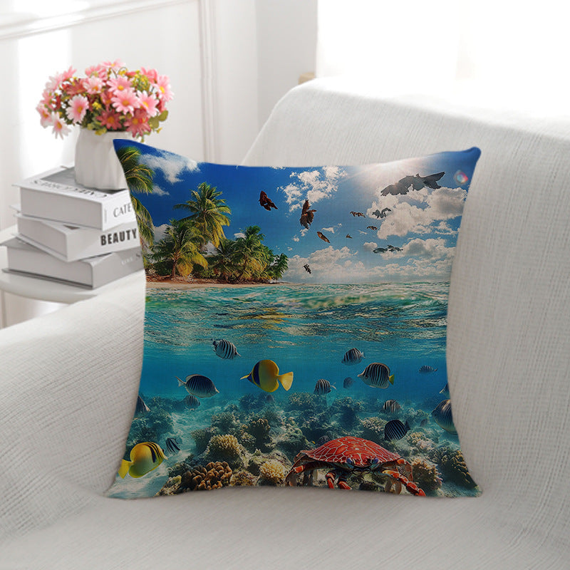 Artistic Dolphin-Themed Decorative Pillow