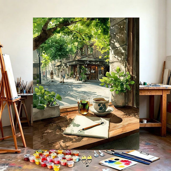 Urban Café Scene Canvas Art Print Stornfield