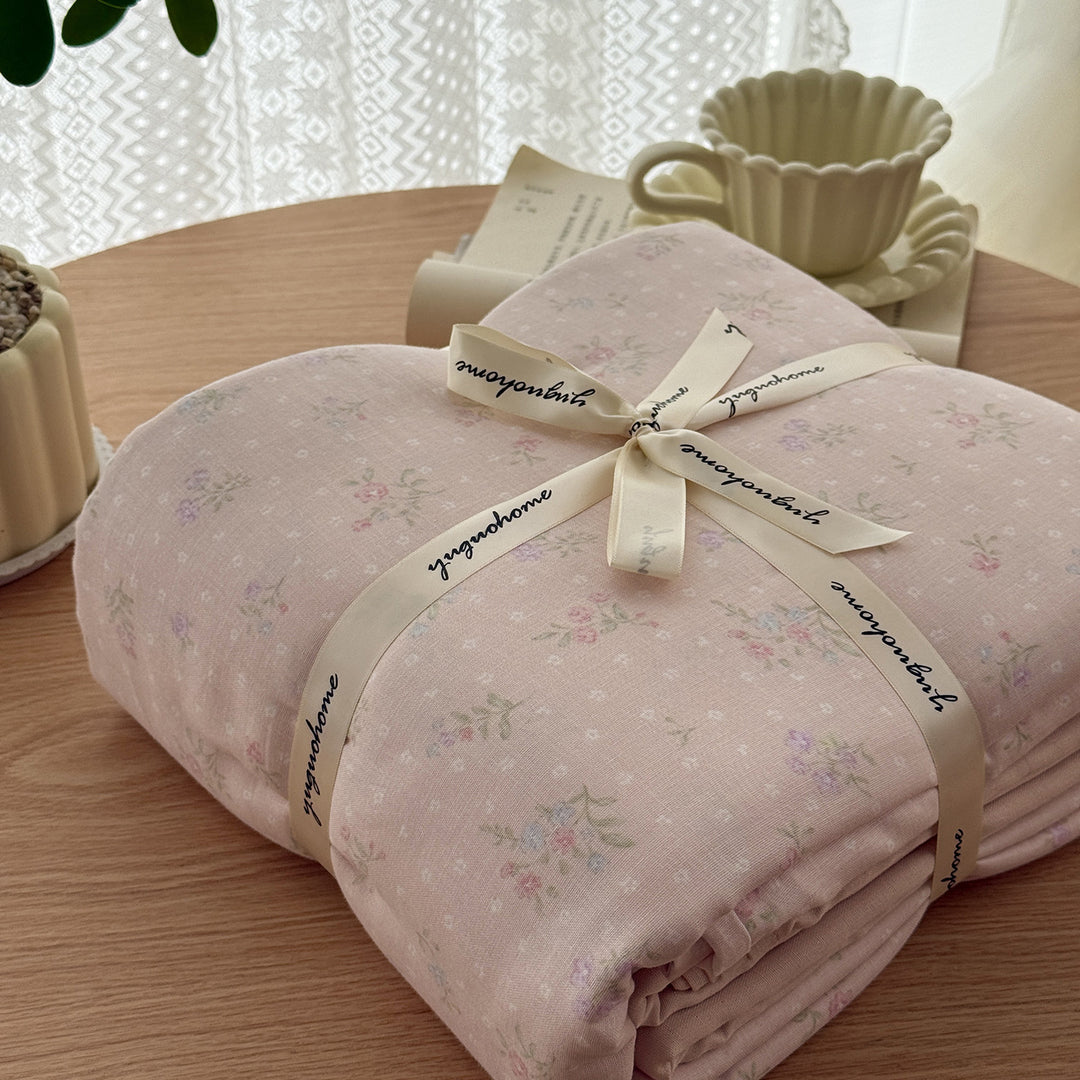 Floral-Print Cotton-Linen Duvet Cover Gift Set with Reversible Finish and Deep-Corner Ties