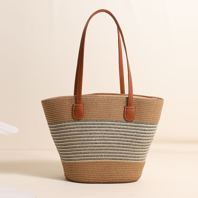 Elegant Bast Tote Bag with Leather Accents Stornfield