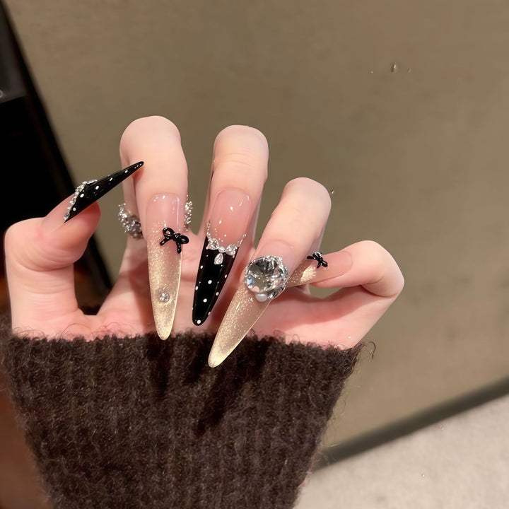 Elegant Crystal-Embellished Stiletto Press-On Nails Stornfield
