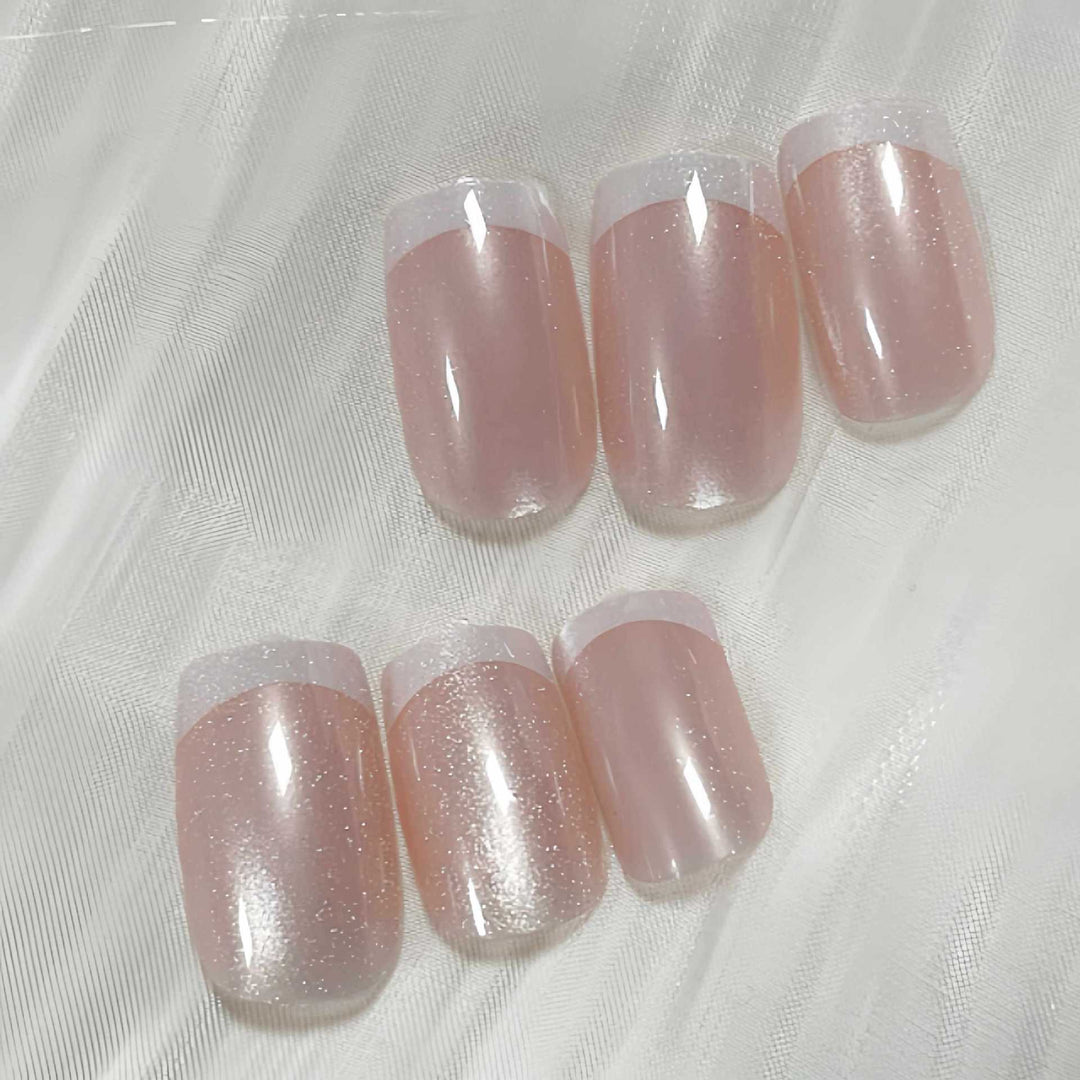 Premium Glossy French Tip Press-On Nails Stornfield